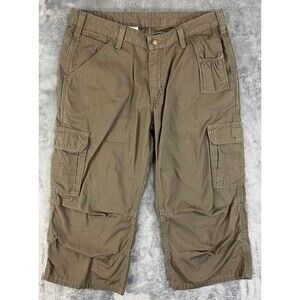 Carhartt Cropped Cargo Pants WB005 DWD Women's Size 10 Green Ripstop Capri